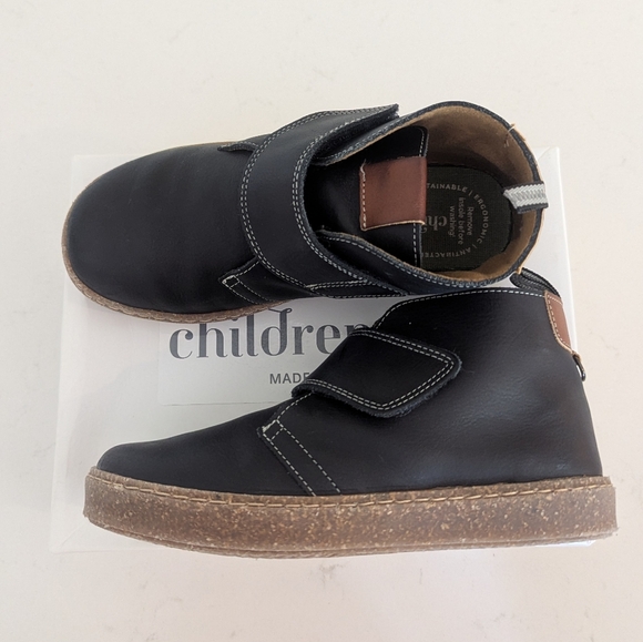 Childrenchic | Leather School Rip-tape Booties in Blue - Picture 2 of 4